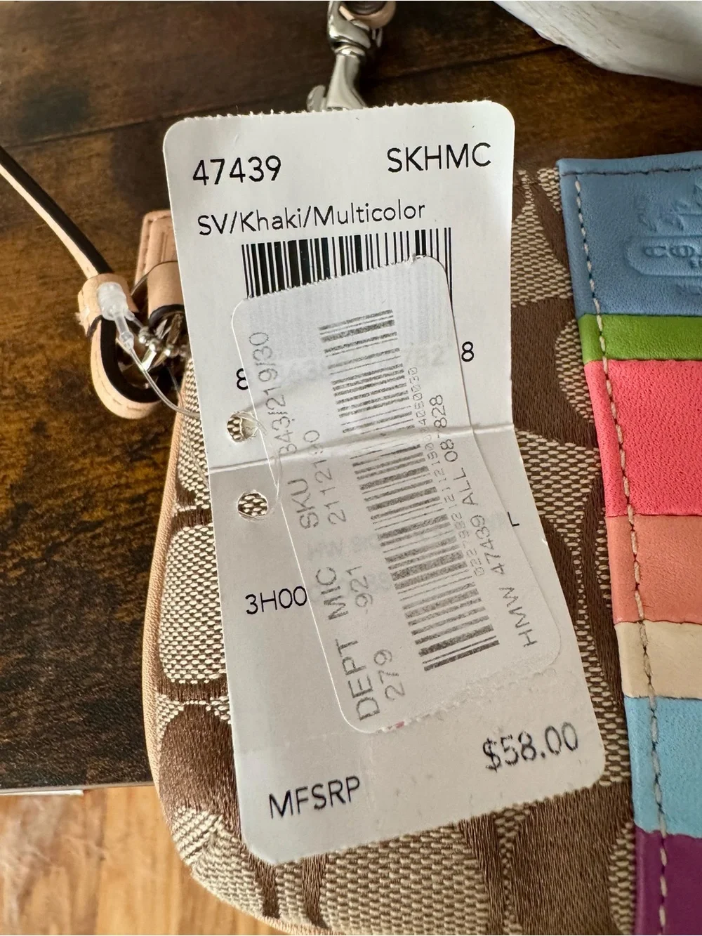 Coach 2012 Hamptons Multicolor Stripe Signature Wristlet #47439. NWT